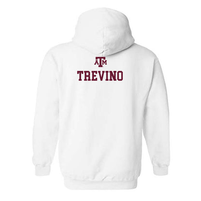 Texas A&M - NCAA Men's Swimming & Diving : Emilio Trevino - White Out 2026 Hooded Sweatshirt-1