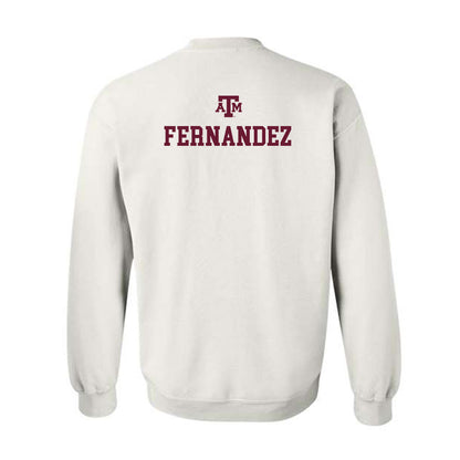 Texas A&M - NCAA Women's Golf : Cayetana Fernandez - White Out 2026 Crewneck Sweatshirt-1