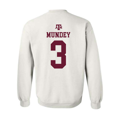 Texas A&M - NCAA Men's Basketball : Neiko Mundey - White Out 2026 Crewneck Sweatshirt-1