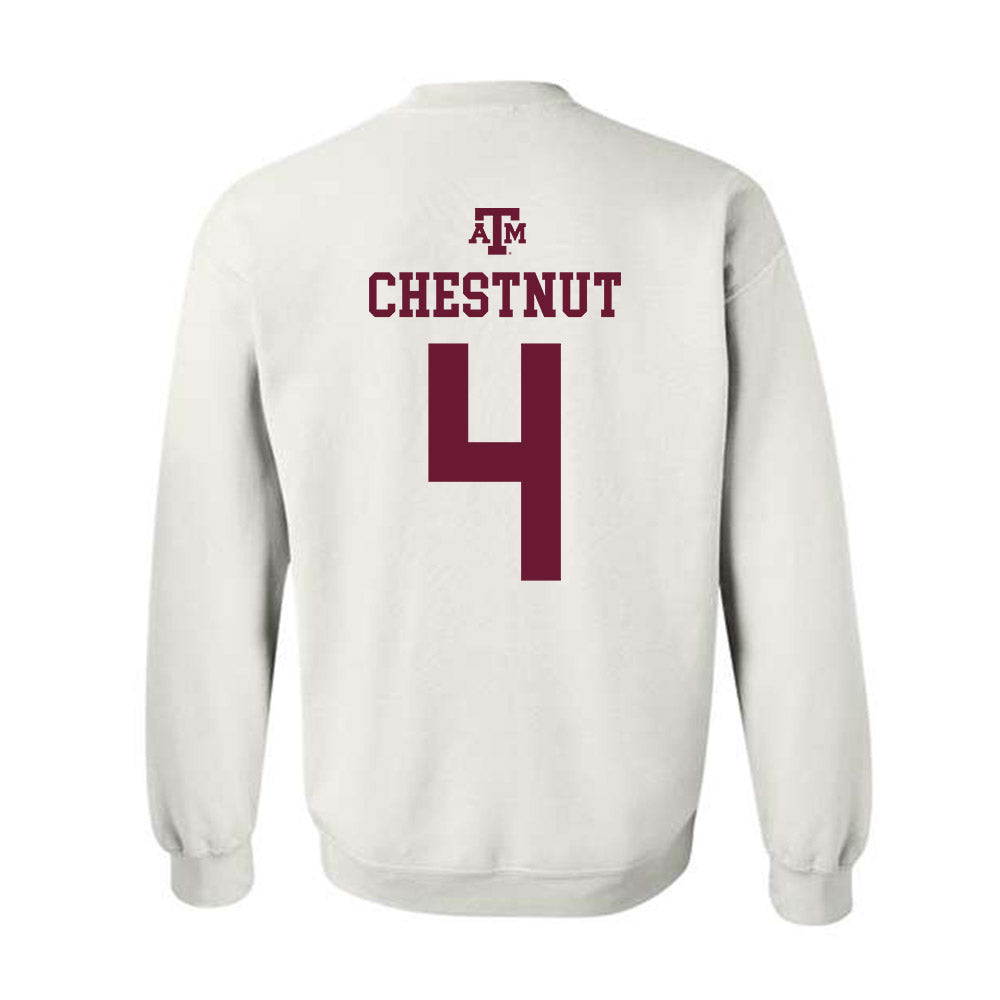 Texas A&M - NCAA Baseball : Travis Chestnut - White Out 2026 Crewneck Sweatshirt-1