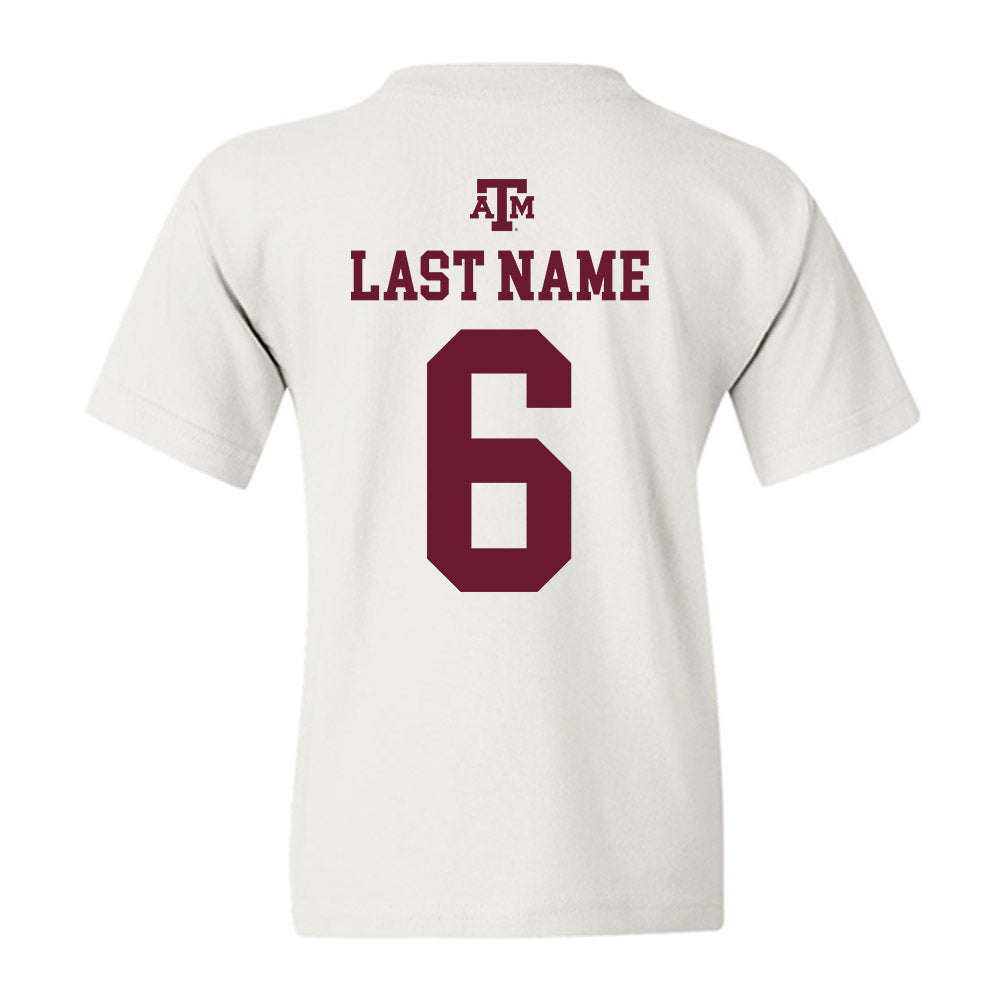 Texas A&M - NCAA Baseball : Boston Kellner - White Out 2026 Youth T-Shirt-1