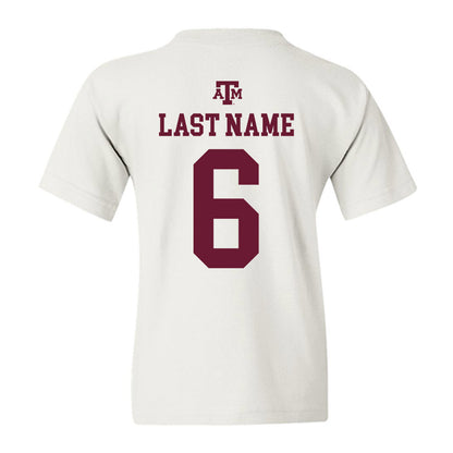 Texas A&M - NCAA Baseball : Boston Kellner - White Out 2026 Youth T-Shirt-1