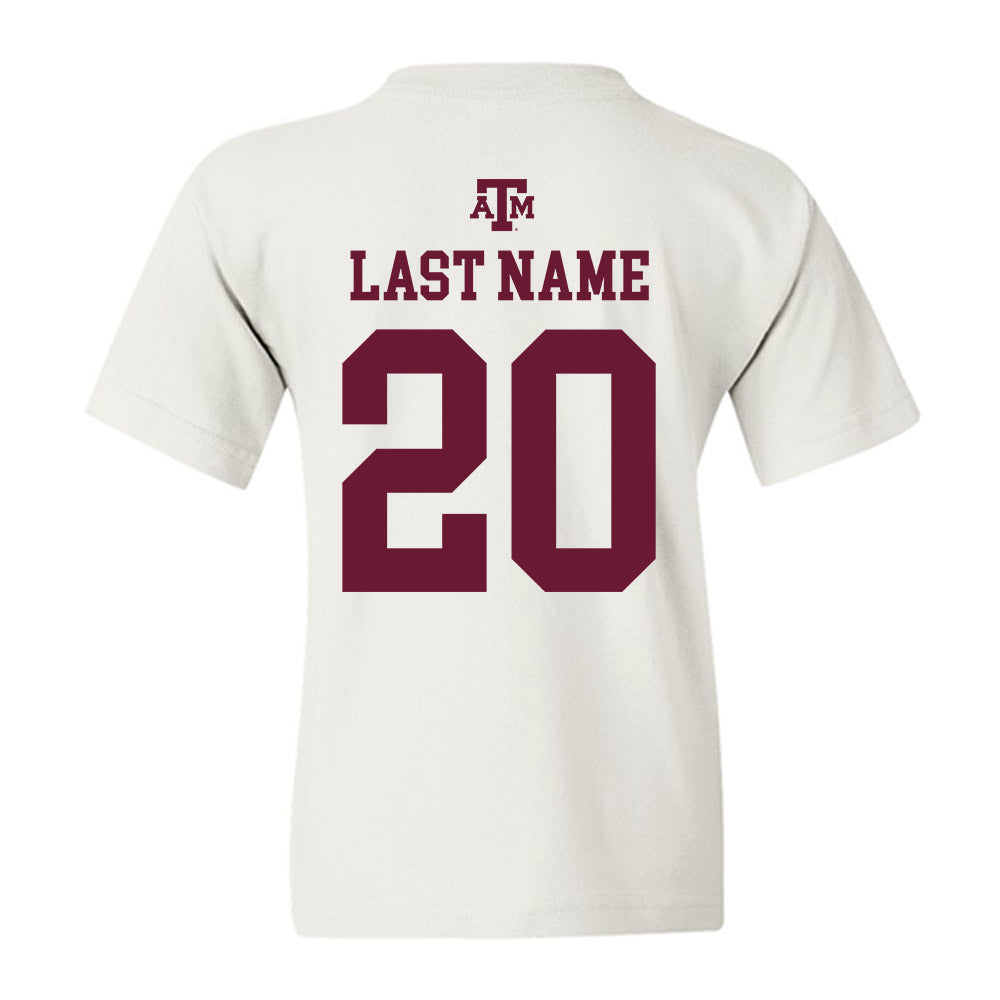 Texas A&M - NCAA Baseball : Aiden Sims - White Out 2026 Youth T-Shirt-1