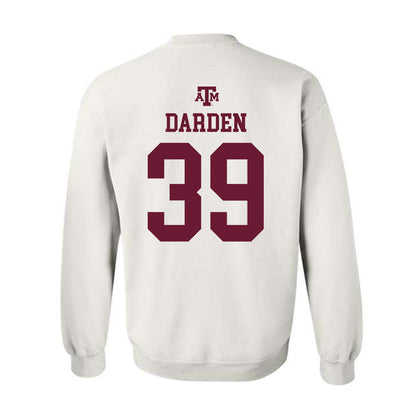 Texas A&M - NCAA Baseball : Ethan Darden - White Out 2026 Crewneck Sweatshirt-1