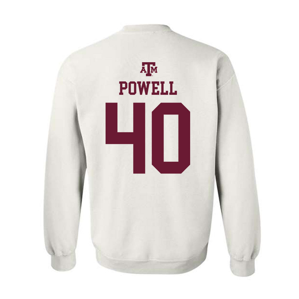 Texas A&M - NCAA Baseball : Cooper Powell - White Out 2026 Crewneck Sweatshirt-1