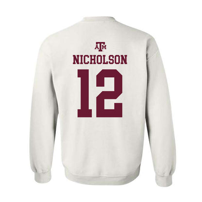 Texas A&M - NCAA Women's Volleyball : Lily Nicholson - White Out 2026 Crewneck Sweatshirt-1
