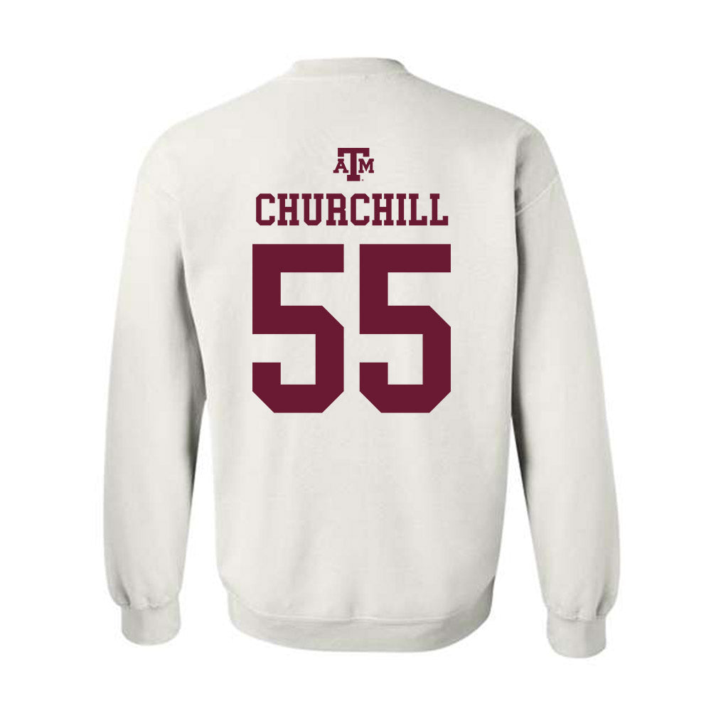 Texas A&M - NCAA Women's Soccer : Ireland Churchill - White Out 2026 Crewneck Sweatshirt-1