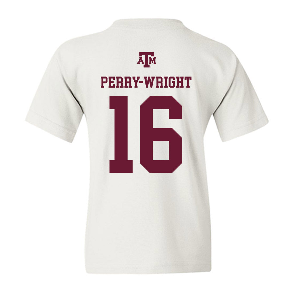 Texas A&M - NCAA Football : Bryce Perry-Wright - White Out 2026 Youth T-Shirt-1