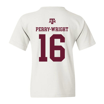 Texas A&M - NCAA Football : Bryce Perry-Wright - White Out 2026 Youth T-Shirt-1