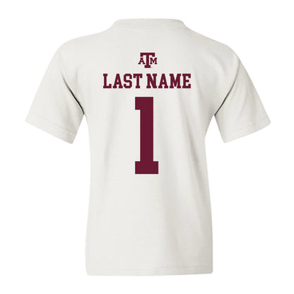 Texas A&M - NCAA Baseball : Terrence Kiel II - White Out 2026 Youth T-Shirt-1