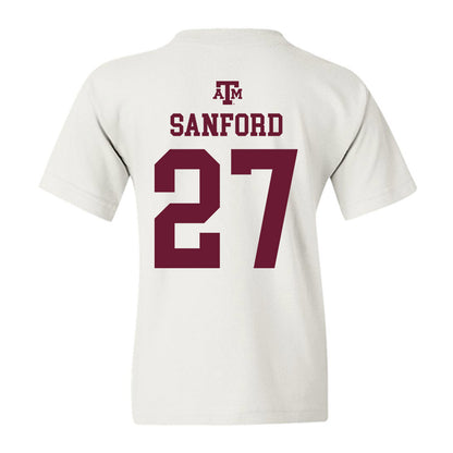 Texas A&M - NCAA Football : Daymion Sanford - White Out 2026 Youth T-Shirt-1