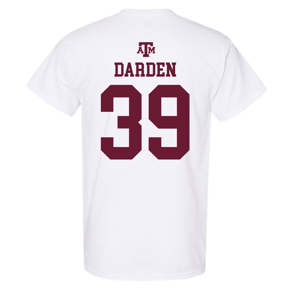 Texas A&M - NCAA Baseball : Ethan Darden - White Out 2026 T-Shirt-1