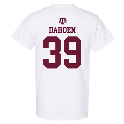 Texas A&M - NCAA Baseball : Ethan Darden - White Out 2026 T-Shirt-1