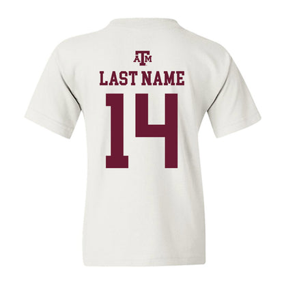 Texas A&M - NCAA Baseball : Luke Billings - White Out 2026 Youth T-Shirt-1