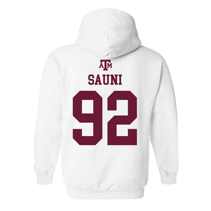Texas A&M - NCAA Softball : Madison Sauni - White Out 2026 Hooded Sweatshirt-1