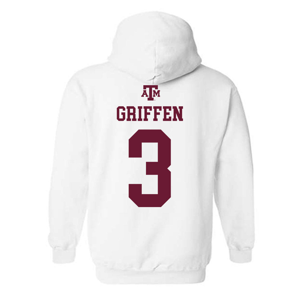 Texas A&M - NCAA Men's Basketball : Rylan Griffen - White Out 2026 Hooded Sweatshirt-1