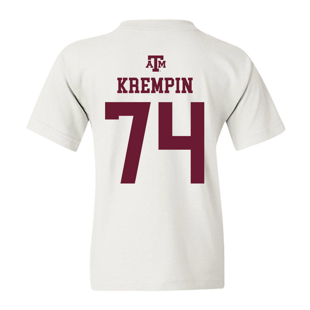 Texas A&M - NCAA Football : Zaden Krempin - White Out 2026 Youth T-Shirt-1