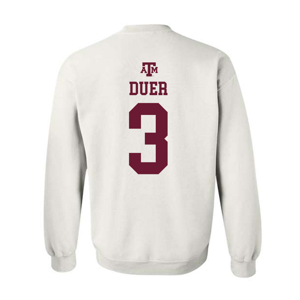 Texas A&M - NCAA Baseball : Jake Duer - White Out 2026 Crewneck Sweatshirt-1
