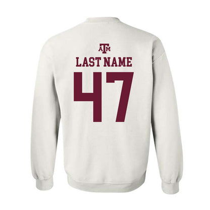 Texas A&M - NCAA Baseball : Blake Labuda - White Out 2026 Crewneck Sweatshirt-1