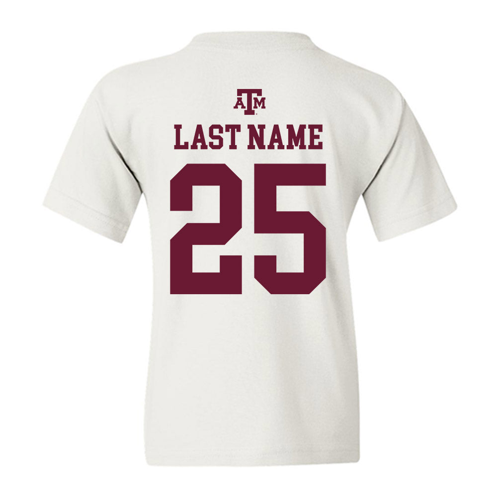 Texas A&M - NCAA Baseball : Clayton Freshcorn - White Out 2026 Youth T-Shirt-1