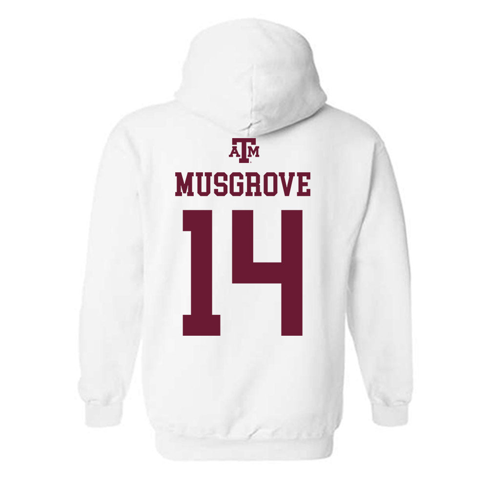 Texas A&M - NCAA Women's Volleyball : Kirra Musgrove - White Out 2026 Hooded Sweatshirt-1