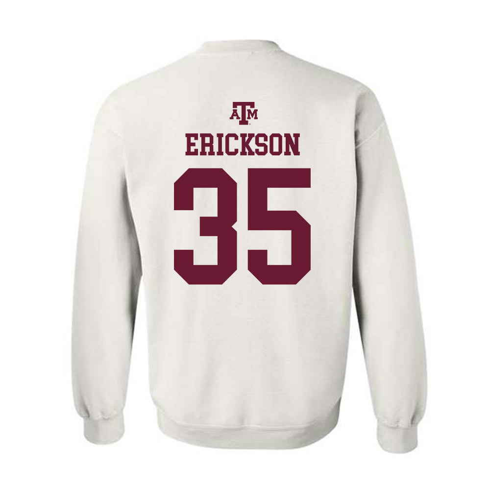 Texas A&M - NCAA Baseball : Sam Erickson - White Out 2026 Crewneck Sweatshirt-1