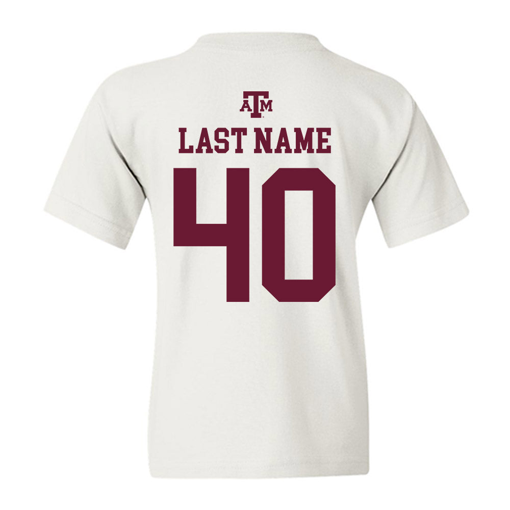 Texas A&M - NCAA Baseball : Cooper Powell - White Out 2026 Youth T-Shirt-1