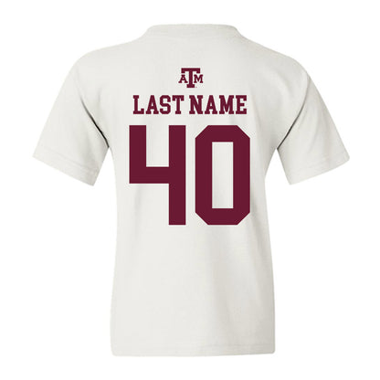 Texas A&M - NCAA Baseball : Cooper Powell - White Out 2026 Youth T-Shirt-1