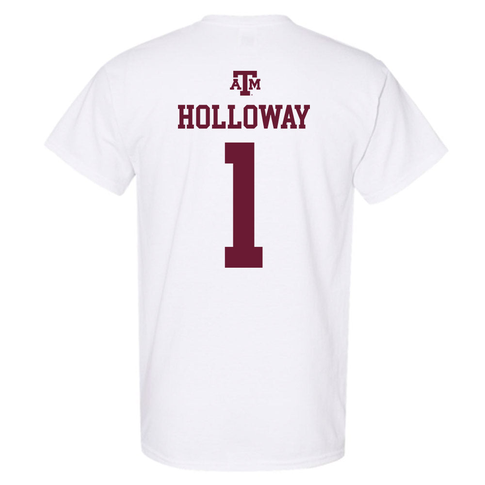 Texas A&M - NCAA Men's Basketball : Josh Holloway - White Out 2026 T-Shirt-1
