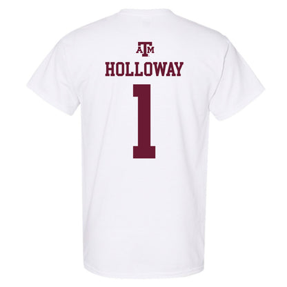 Texas A&M - NCAA Men's Basketball : Josh Holloway - White Out 2026 T-Shirt-1