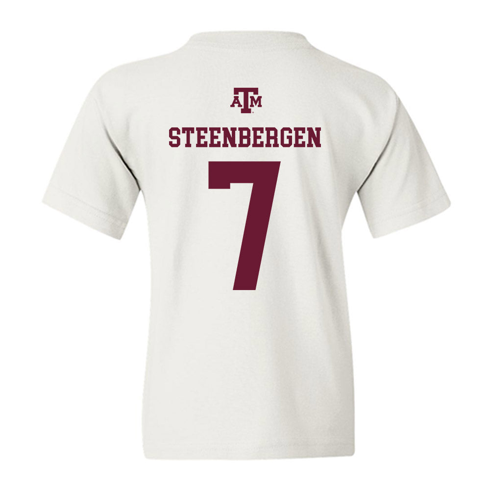 Texas A&M - NCAA Women's Basketball : Pien Steenbergen - White Out 2026 Youth T-Shirt-1