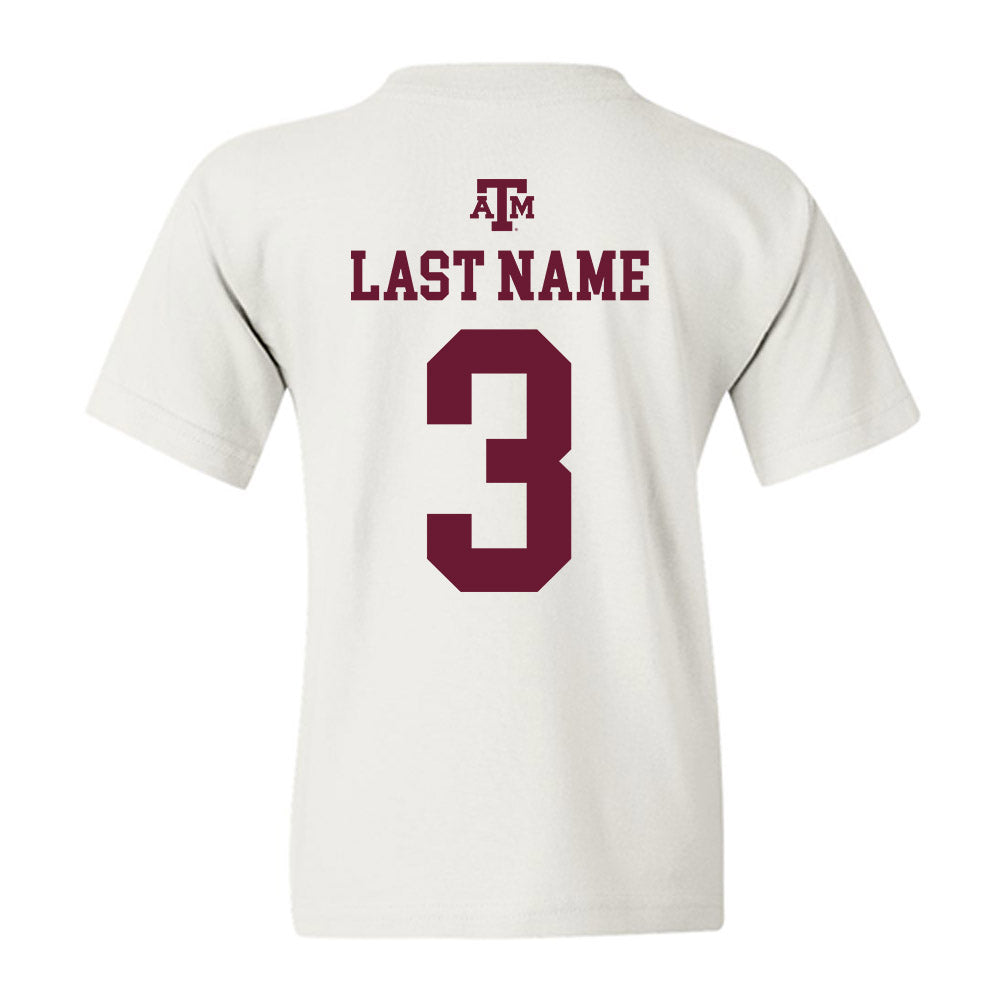 Texas A&M - NCAA Baseball : Jake Duer - White Out 2026 Youth T-Shirt-1