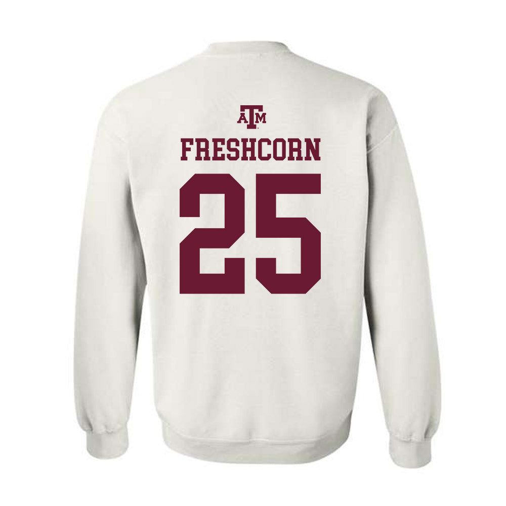 Texas A&M - NCAA Baseball : Clayton Freshcorn - White Out 2026 Crewneck Sweatshirt-1