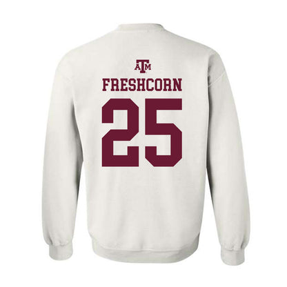 Texas A&M - NCAA Baseball : Clayton Freshcorn - White Out 2026 Crewneck Sweatshirt-1