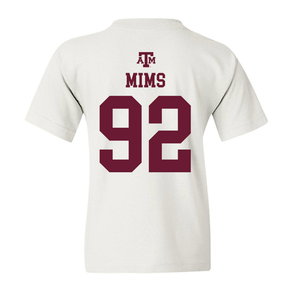 Texas A&M - NCAA Football : CJ Mims - White Out 2026 Youth T-Shirt-1