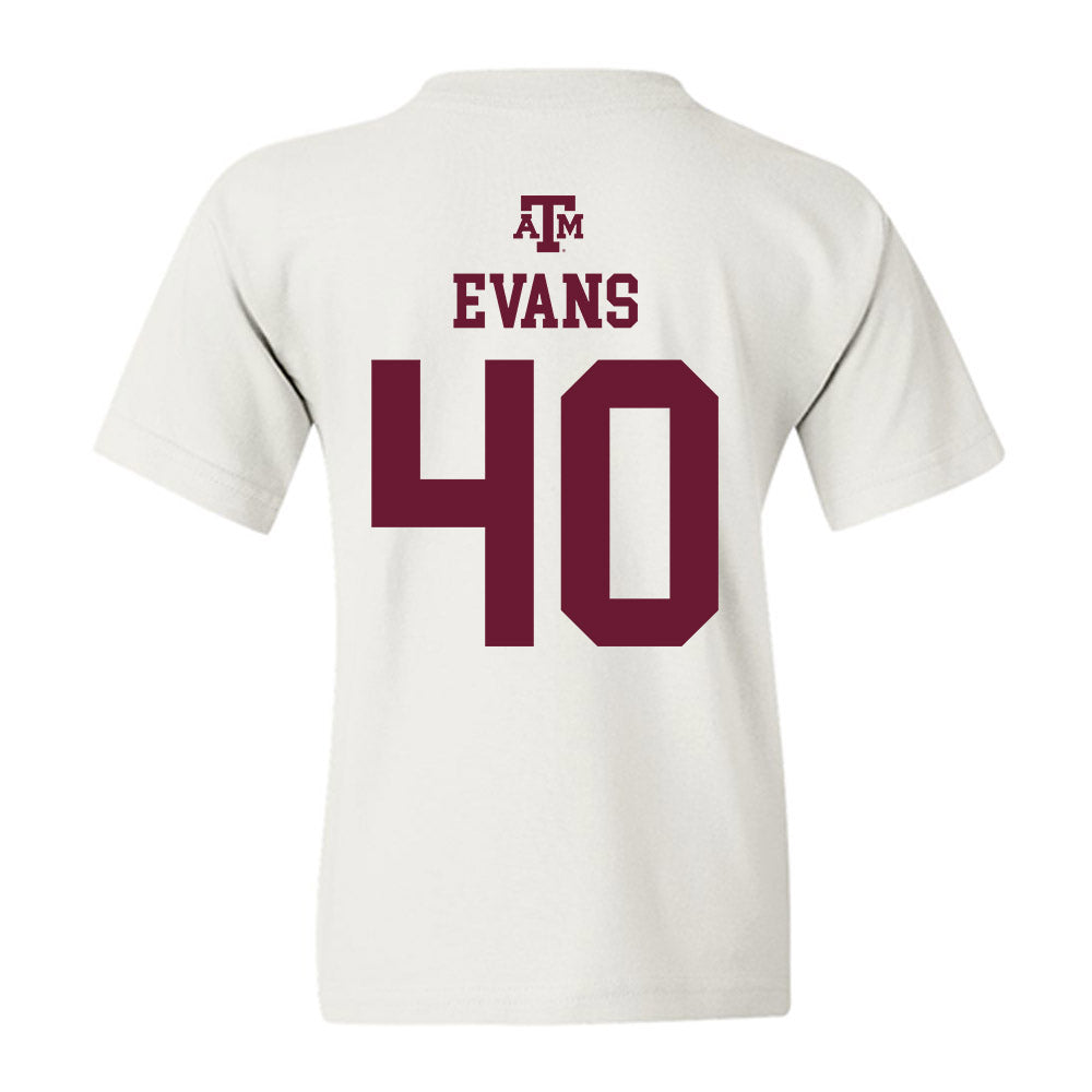 Texas A&M - NCAA Football : Gray Evans - White Out 2026 Youth T-Shirt-1