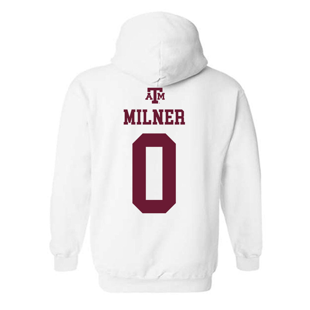 Texas A&M - NCAA Baseball : Drew Milner - White Out 2026 Hooded Sweatshirt-1