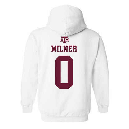 Texas A&M - NCAA Baseball : Drew Milner - White Out 2026 Hooded Sweatshirt-1