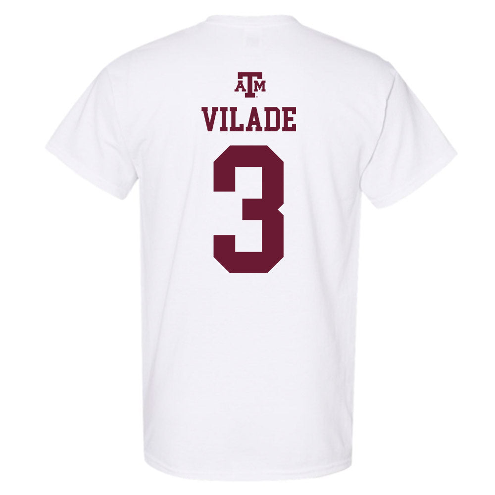 Texas A&M - NCAA Baseball : Trent Vilade - White Out 2026 T-Shirt-1