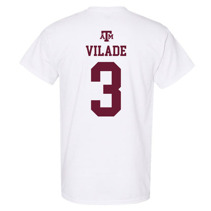 Texas A&M - NCAA Baseball : Trent Vilade - White Out 2026 T-Shirt-1