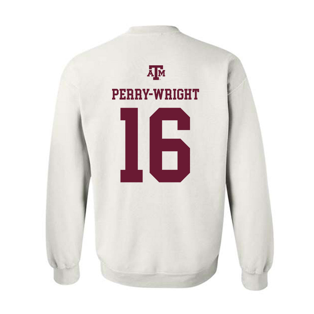 Texas A&M - NCAA Football : Bryce Perry-Wright - White Out 2026 Crewneck Sweatshirt-1