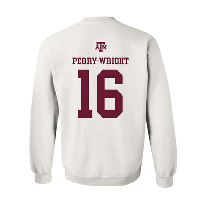 Texas A&M - NCAA Football : Bryce Perry-Wright - White Out 2026 Crewneck Sweatshirt-1