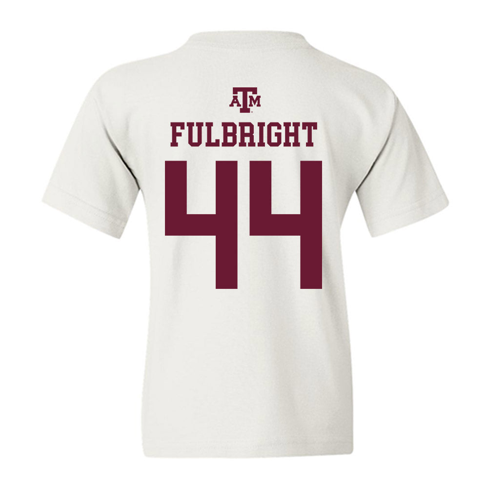 Texas A&M - NCAA Baseball : Cooper Fulbright - White Out 2026 Youth T-Shirt-1