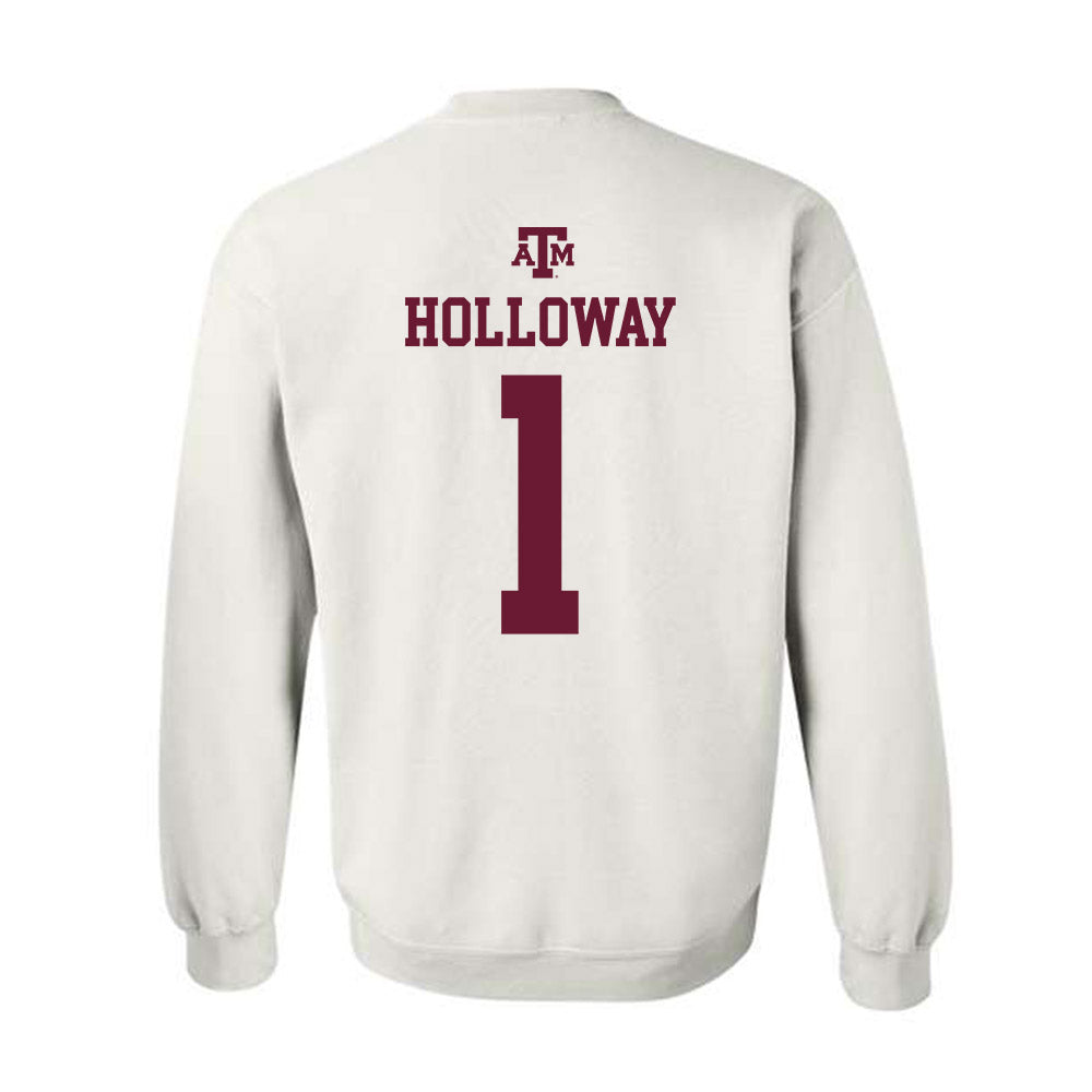 Texas A&M - NCAA Men's Basketball : Josh Holloway - White Out 2026 Crewneck Sweatshirt-1