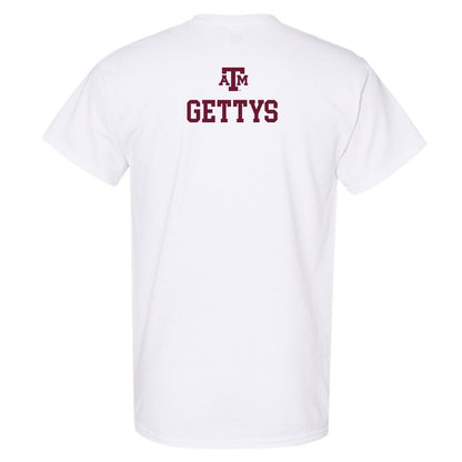 Texas A&M - NCAA Men's Swimming & Diving : Bucky Gettys - White Out 2026 T-Shirt-1