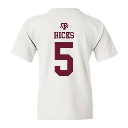 Texas A&M - NCAA Football : DJ Hicks - White Out 2026 Youth T-Shirt-1