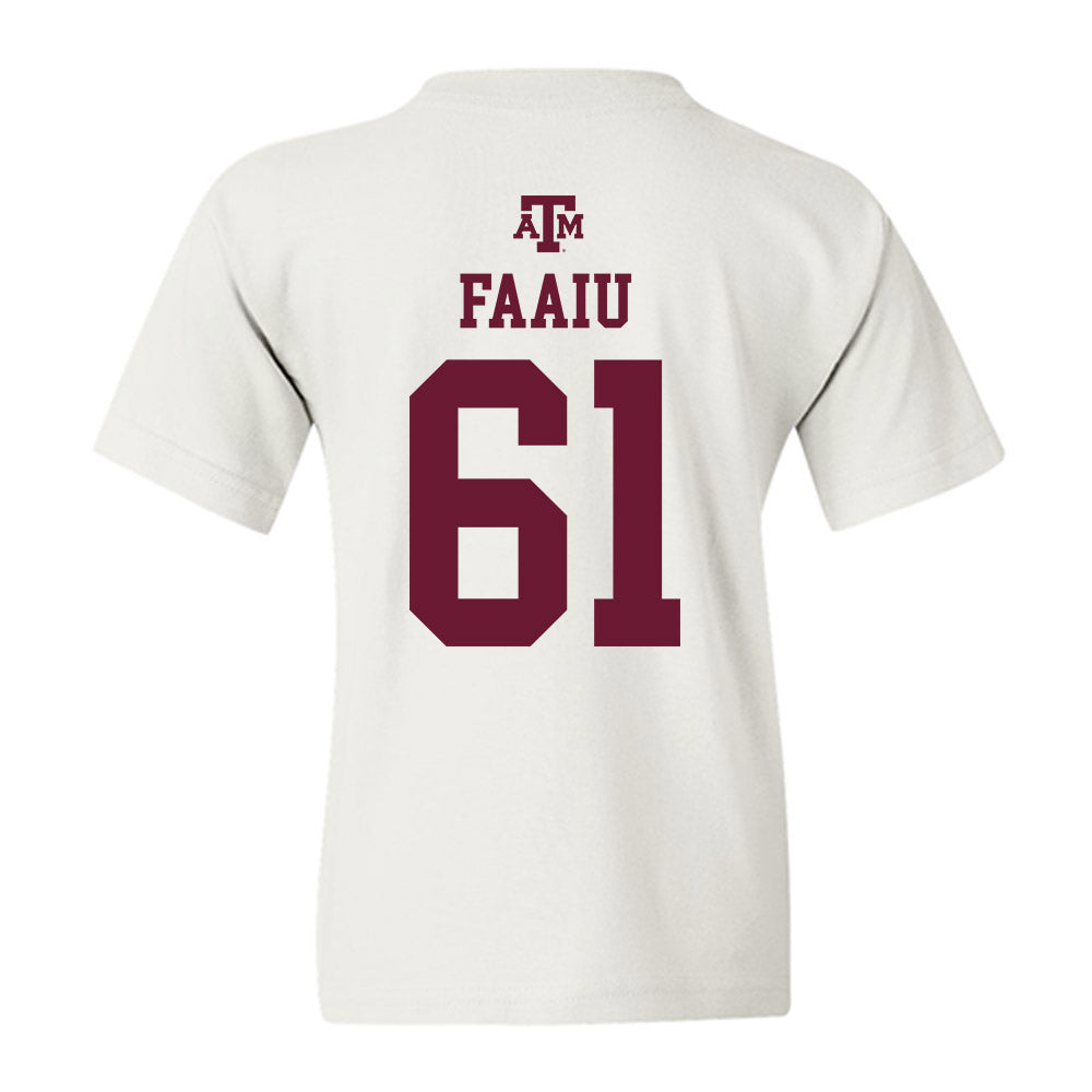 Texas A&M - NCAA Football : Kolinu'u Faaiu - White Out 2026 Youth T-Shirt-1