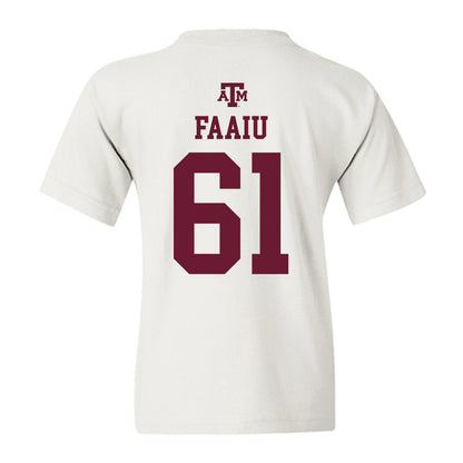 Texas A&M - NCAA Football : Kolinu'u Faaiu - White Out 2026 Youth T-Shirt-1