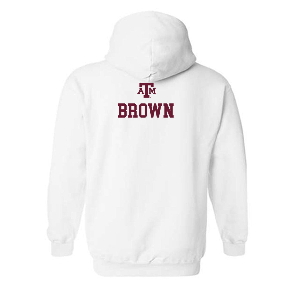 Texas A&M - NCAA Men's Swimming & Diving : Logan Brown - White Out 2026 Hooded Sweatshirt-1