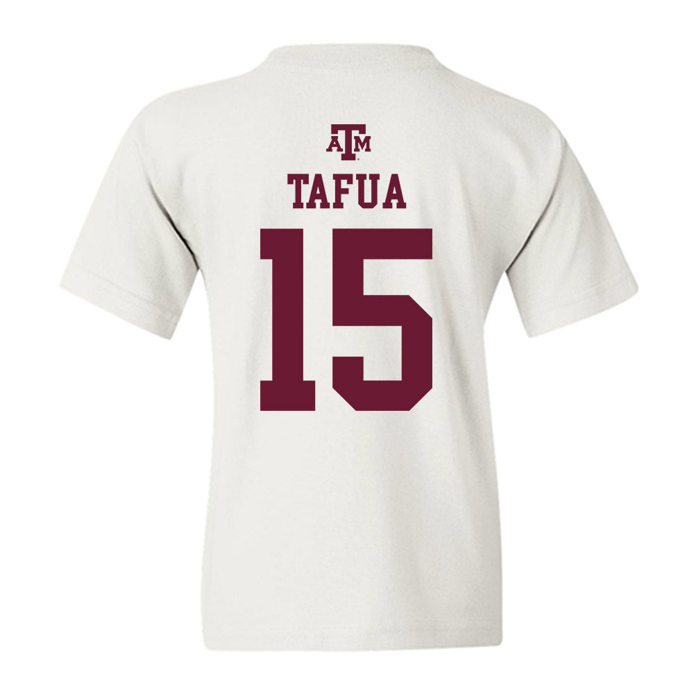 Texas A&M - NCAA Football : Caleb Tafua - White Out 2026 Youth T-Shirt-1